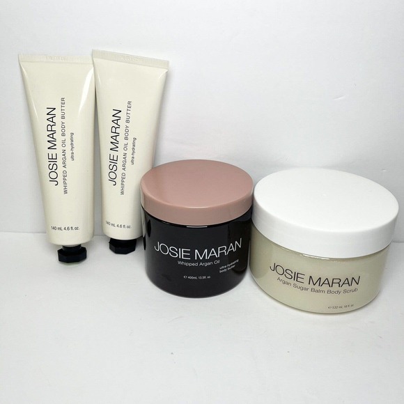 JOSIE MARAN Other - Josie Maran Bundle Argan Sugar Balm Scrub 18oz whipped Body Butter 13.5oz & more